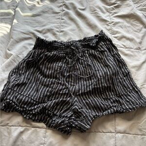 Black Striped Women's Shorts
